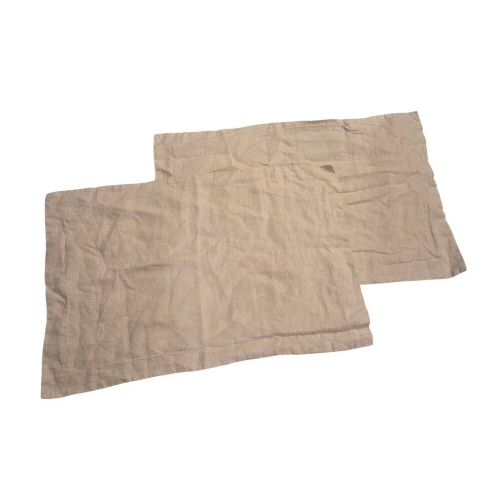 Set Of 2 Restoration Hardware 100% Linen Beige Standard Rectangle Pillowcases